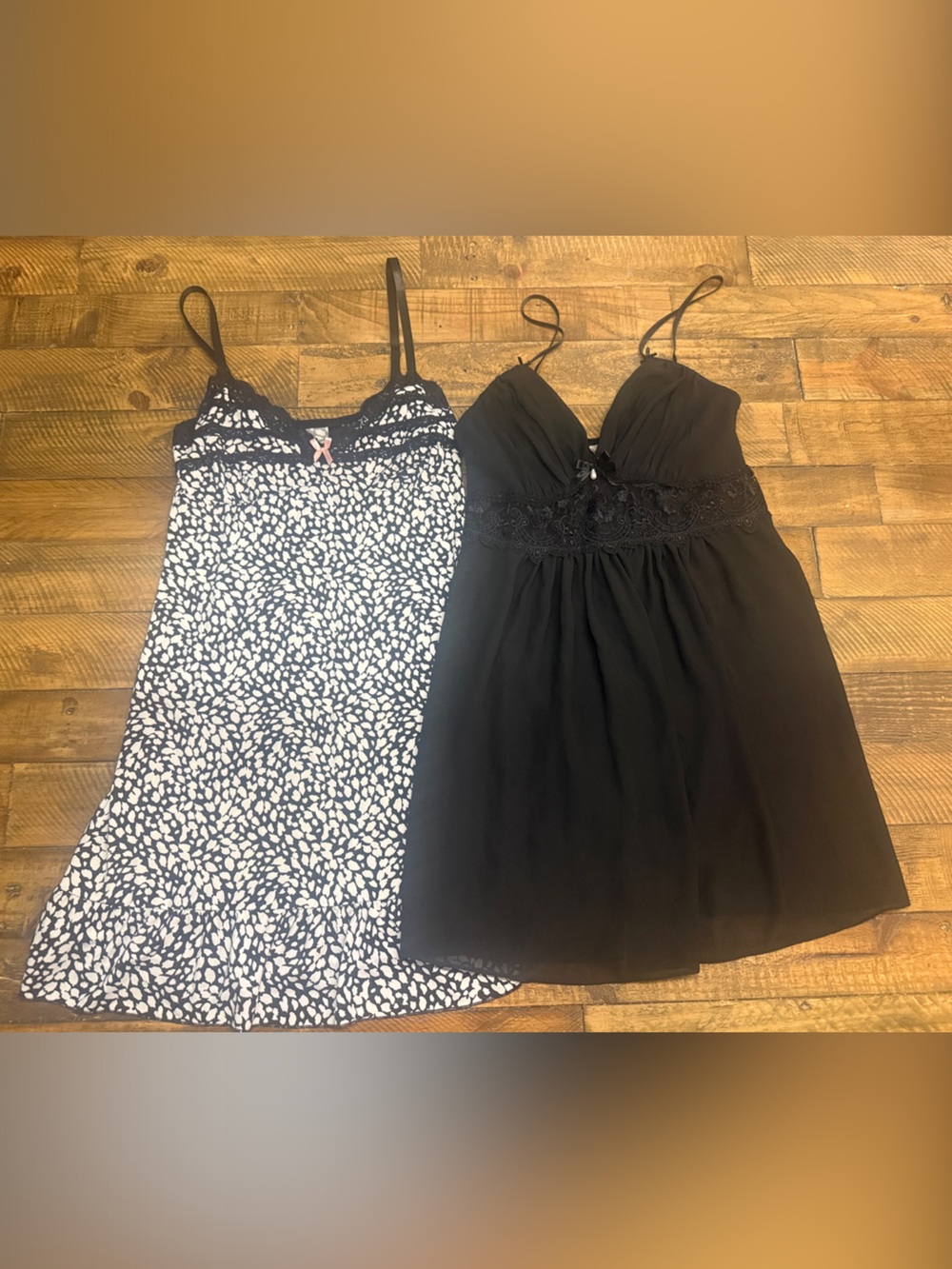 In Bloom Black Lace & Black Floral Chemise Set